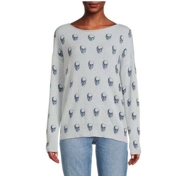Skull Cashmere Sweaters - 360 Cashmere Skull Print Cashmere Sweater Size S NWT